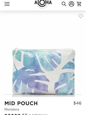 NWT Aloha Collection Mid Pouch Monstera Print